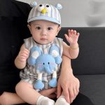 【66-90cm】ロンパース ベビー ストライプ ゾウー柄 - 画像 (3)