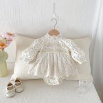【66-90cm】ロンパース ベビー パフスリーブ 花柄 - 画像 (5)