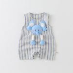【66-90cm】ロンパース ベビー ストライプ ゾウー柄 - 画像 (4)