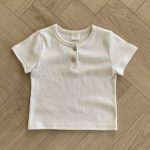 【73-100cm】半袖Tシャツ ベビー 丸首 ボタン付き - 画像 (6)