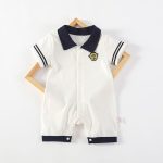 【66-90cm】半袖ロンパース ベビー セーラー風 - 画像 (5)