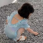 【90-140cm】水着 マーメイドスケイル柄 フリル付き - 画像 (6)