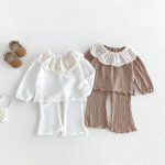 【73-100cm】セットアップ ベビー フリル襟 無地 - 画像 (3)