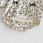 【66-90cm】ロンパース ベビー リボン付き レトロ 花柄 - 画像 (10)