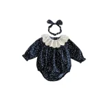 【66-90cm】ロンパース ベビー レース襟 小花柄 - 画像 (8)