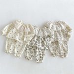 【73-100cm】セットアップ ベビー フリル襟 総柄 - 画像 (3)