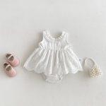 【66-90cm】ロンパース ベビー ビッグ蝶結び レース - 画像 (3)