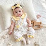 【66-90cm】ロンパース ベビー 可愛い キイロ襟 - 画像 (3)