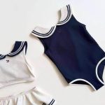 【80-140cm】水着 セーラー雰囲気 ノースリープ シンプル - 画像 (4)