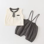 【73-100cm】セットアップ ベビー カジュアル サロペット&シャツ - 画像 (3)