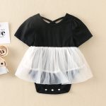 【66-90cm】ロンパース ベビー ブラック ワンピース風 - 画像 (4)