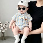 【66-90cm】ロンパース ベビー チェック柄 折り襟 - 画像 (4)