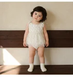 【66-90cm】ロンパース ベビー 肩リボン 小花柄 - 画像 (8)