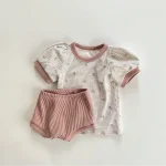 【73-100cm】セットアップ ベビー パフスリーブ 小花柄 - 画像 (6)