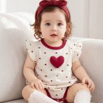 【66-90cm】ロンパース ベビー レッドハート フリル - 画像 (4)