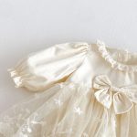 【66-90cm】 ベビー レース蝶結びクリームロンパース - 画像 (9)