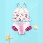 【90-140cm】水着 キャミソール ハット柄 セットアップ - 画像 (9)