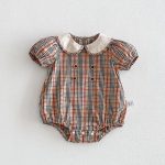 【66-90cm】ロンパース ベビー レトロ チェック柄 - 画像 (4)