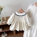 【73-110cm】ワンピース ベビー 折り襟 トレンド - 画像 (6)