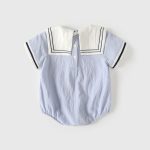 【66-90cm】ロンパース ベビー セーラー風 ブルー - 画像 (3)