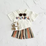 【66-90cm】セットアップ ベビー 英字 ストライプ - 画像 (5)