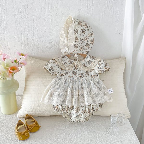 【66-90cm】ロンパース ベビー フラワー プリンセス