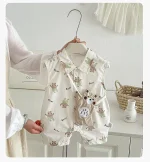 【66-90cm】ロンパース ベビー 熊プリント お出かけに - 画像 (7)