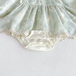 【66-90cm】ロンパース ベビー グリーン 花刺繡 - 画像 (13)