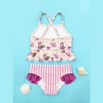 【90-140cm】水着 キャミソール ハット柄 セットアップ - 画像 (6)