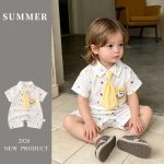 【66-90cm】ロンパース ベビー ネクタイ付き キュート - 画像 (3)