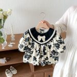 【73-110cm】ワンピース ベビー レトロ 花柄 - 画像 (11)