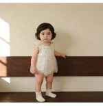 【66-90cm】ロンパース ベビー 肩リボン 小花柄 - 画像 (7)