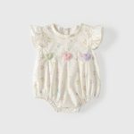 【66-90cm】ロンパース ベビー スリーハート フリル