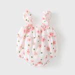 【66-90cm】ロンパース ベビー 可愛い ピンク花