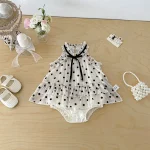 【66-90cm】ロンパース ベビー ドット ワンピース風 - 画像 (8)