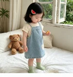 【73-120cm】ワンピース or シャツ ベビー ハート デニム - 画像 (10)