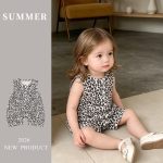 【66-90cm】ロンパース ベビー ヒョウ柄 ノースリープ - 画像 (2)