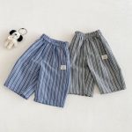 【80-120cm】ワイドパンツ 男の子 ストライプ 薄手 - 画像 (6)