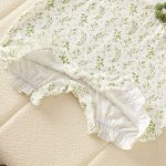 【66-90cm】ロンパース ベビー グリーン花 レイヤード - 画像 (9)