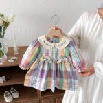 【73-110cm】ワンピース ベビー カラフル チェック - 画像 (10)