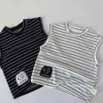 【90-140cm】タンクトップ キッズ ボーダー シンプル - 画像 (3)