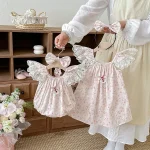 【66-140cm】ロンパースor ワンピース ベビー 小花柄 フリルスリーブ - 画像 (5)