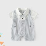 【66-90cm】ロンパース ベビー ストライプ プリンス - 画像 (4)