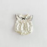 【66-90cm】ロンパース ベビー フリル ドット リボン付き - 画像 (3)