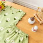 【80-130cm】ルームウェア 女の子 フラワープリント セットアップ - 画像 (15)