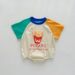 【73-90cm】ロンパース ベビー ポテト プリント カラフル - 画像 (5)