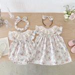 【66-130cm】ロンパースorワンピース ベビー 姉妹服 フラワー柄 - 画像 (12)