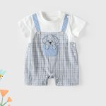 【66-90cm】ロンパース ベビー ドッグ柄 チェック - 画像 (4)