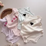 【66-90cm】ロンパース ベビー フラワー ノースリープ - 画像 (14)