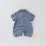 【66-100cm】ロンパース ベビー デニム 折り襟 オールインワン - 画像 (8)
